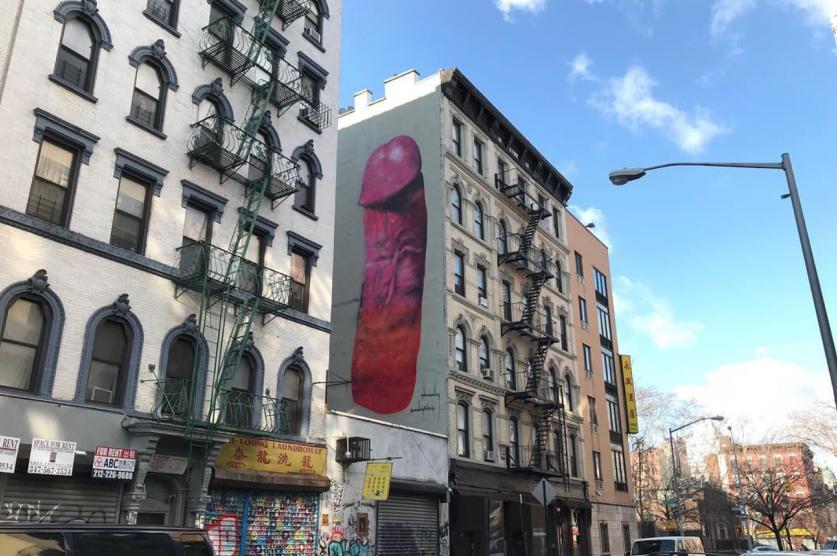 Four-Story-Tall Penis Painting Erected in New York City