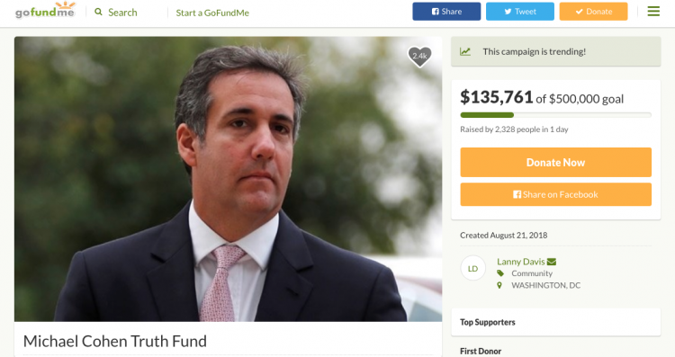 Michael Cohen GoFundMe Raises Over $140,000 In Two Days