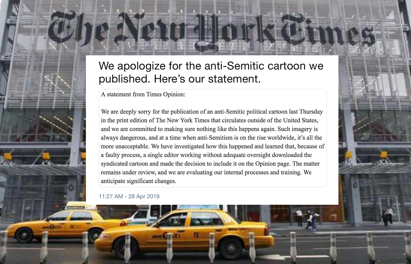 New York Times Apologizes After Condemnation of Anti-Semitic Cartoon