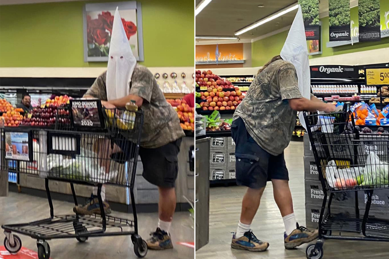 KKK face mask grocery store coronavirus