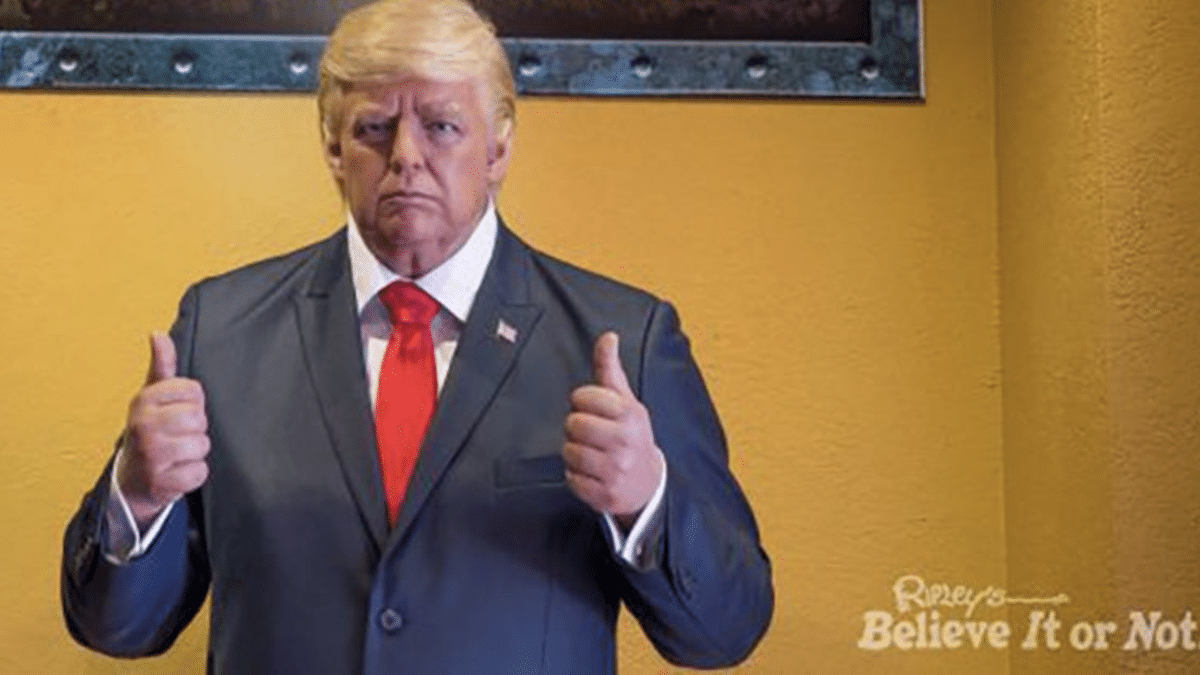 trump wax figure punched